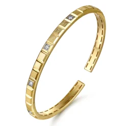 Gabriel & Co. 14K Yellow Gold Open Cuff Bracelet with Diamond Stations