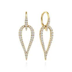Hot Gabriel & Co. 14K Yellow Gold Open Diamond Teardrop Leverback Earrings
