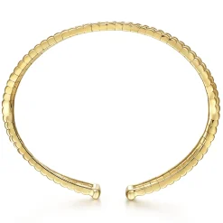 Best Gabriel & Co. 14K Yellow Gold Open Double Row Textured Bangle
