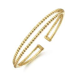 Best Gabriel & Co. 14K Yellow Gold Open Double Row Textured Bangle