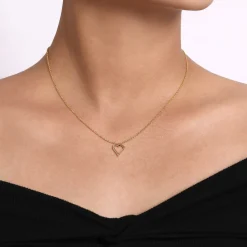 Sale Gabriel & Co. 14K Yellow Gold Open Heart Pendant Necklace