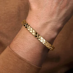 Sale Gabriel & Co. 14K Yellow Gold Open Herringbone Cuff Bangle