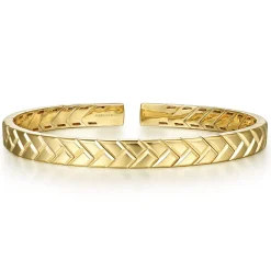 Sale Gabriel & Co. 14K Yellow Gold Open Herringbone Cuff Bangle