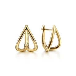 New Gabriel & Co. 14K Yellow Gold Open Teardrop Huggies