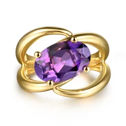 Online Gabriel & Co. 14K Yellow Gold Oval Amethyst Twist Ladies Ring