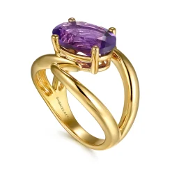 Online Gabriel & Co. 14K Yellow Gold Oval Amethyst Twist Ladies Ring