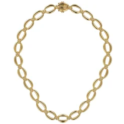 Gabriel & Co. 14K Yellow Gold Oval Link Chain Necklace wth Bujukan Connectors