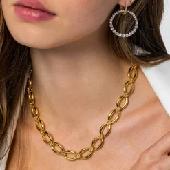 Gabriel & Co. 14K Yellow Gold Oval Link Chain Necklace wth Bujukan Connectors