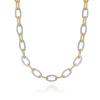 Discount Gabriel & Co. 14K Yellow Gold Oval Link Chain Necklace with Pave Diamond Link Stations