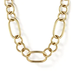 Hot Gabriel & Co. 14K Yellow Gold Oval Link Chain Necklace wth Circle Stations