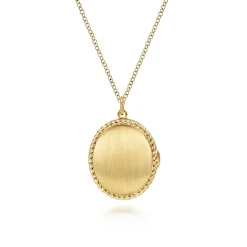 Sale Gabriel & Co. 14K Yellow Gold Oval Locket Necklace with Twisted Rope Frame