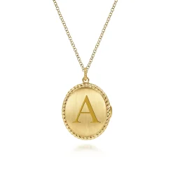 Sale Gabriel & Co. 14K Yellow Gold Oval Locket Necklace with Twisted Rope Frame