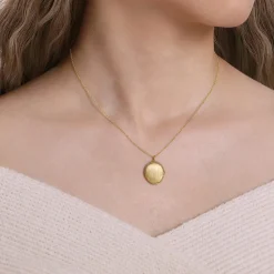 Sale Gabriel & Co. 14K Yellow Gold Oval Locket Necklace with Twisted Rope Frame