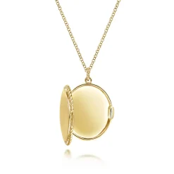 Sale Gabriel & Co. 14K Yellow Gold Oval Locket Necklace with Twisted Rope Frame