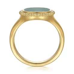 Outlet Gabriel & Co. 14K Yellow Gold Oval Malachite Inlay Signet Ring