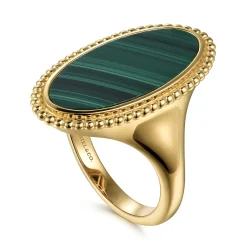 Outlet Gabriel & Co. 14K Yellow Gold Oval Malachite Inlay Signet Ring