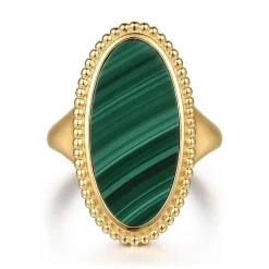 Outlet Gabriel & Co. 14K Yellow Gold Oval Malachite Inlay Signet Ring