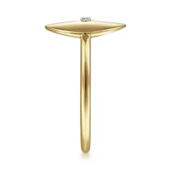 Gabriel & Co. 14K Yellow Gold Oval Medallion Ring with Diamond Star Center