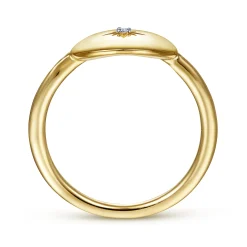 Gabriel & Co. 14K Yellow Gold Oval Medallion Ring with Diamond Star Center