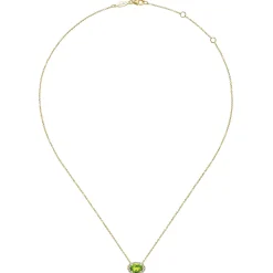 Online Gabriel & Co. 14K Yellow Gold Oval Peridot and Diamond Halo Pendant Necklace