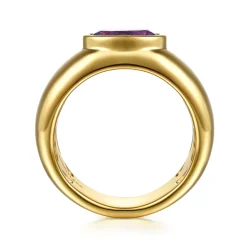 Hot Gabriel & Co. 14K Yellow Gold Oval Shape Amethyst Wide Band Ring