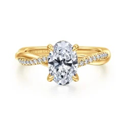 Clearance Gabriel & Co. 18K Yellow Gold Oval Twisted Diamond Engagement Ring