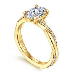 Clearance Gabriel & Co. 18K Yellow Gold Oval Twisted Diamond Engagement Ring