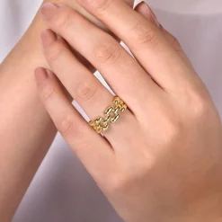 Outlet Gabriel & Co. 14K Yellow Gold Panther Chain Ring