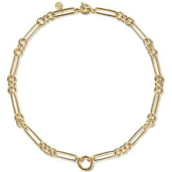 Hot Gabriel & Co. 14K Yellow Gold Paper Clip Chain Necklace with Circle Stations