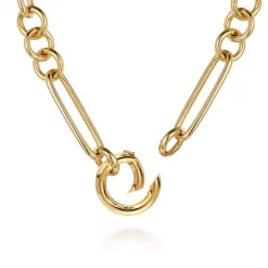 Hot Gabriel & Co. 14K Yellow Gold Paper Clip Chain Necklace with Circle Stations