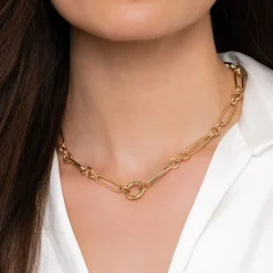 Hot Gabriel & Co. 14K Yellow Gold Paper Clip Chain Necklace with Circle Stations