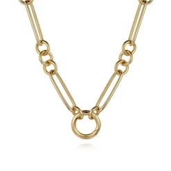 Hot Gabriel & Co. 14K Yellow Gold Paper Clip Chain Necklace with Circle Stations