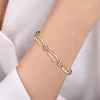 Outlet Gabriel & Co. 14K Yellow Gold Paperclip Chain Bracelet with Diamond Pave Round Stations