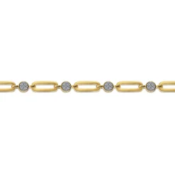 Outlet Gabriel & Co. 14K Yellow Gold Paperclip Chain Bracelet with Diamond Pave Round Stations