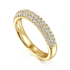 New Gabriel & Co. 14K Yellow Gold Pave Diamond Anniversary Band - 0.5 ct