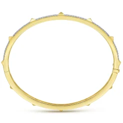 Discount Gabriel & Co. 14K Yellow Gold Pave Diamond Bangle with Pyramid Stations