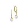 Discount Gabriel & Co. 14K Yellow Gold Pave Diamond Pearl Drop Earrings