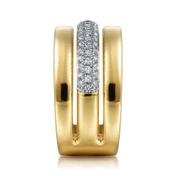 Sale Gabriel & Co. 14K Yellow Gold Pave Diamond Wide Band Ring