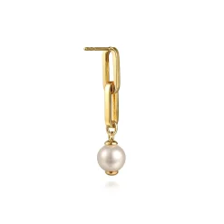 Discount Gabriel & Co. 14K Yellow Gold Pearl Stud Drop Link Earrings