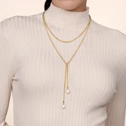 Gabriel & Co. 14K Yellow Gold Pearl Wrap Around And Tie Necklace