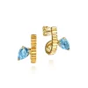 Sale Gabriel & Co. 14K Yellow Gold Pear Shape Blue Topaz and Diamond Cut J-Hoop Earrings