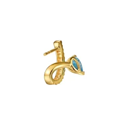 Sale Gabriel & Co. 14K Yellow Gold Pear Shape Blue Topaz and Diamond Cut J-Hoop Earrings