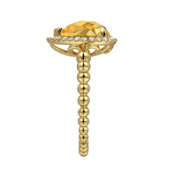 Hot Gabriel & Co. 14K Yellow Gold Pear Shape Citrine with Diamond Halo Ring