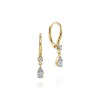 Clearance Gabriel & Co. 14K Yellow Gold Pear Shaped Pave Diamond Drop Earrings
