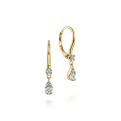 Clearance Gabriel & Co. 14K Yellow Gold Pear Shaped Pave Diamond Drop Earrings