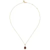 Discount Gabriel & Co. 14K Yellow Gold Pear Shape Garnet with Diamond Halo Necklace