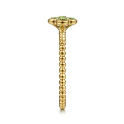 Discount Gabriel & Co. 14K Yellow Gold Peridot Cluster Clover and Bujukan Bead Stackable Ring