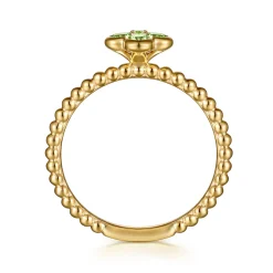 Discount Gabriel & Co. 14K Yellow Gold Peridot Cluster Clover and Bujukan Bead Stackable Ring
