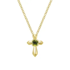 Online Gabriel & Co. 14K Yellow Gold Peridot Cross Pendant Necklace