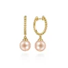 New Gabriel & Co. 14K Yellow Gold Pink Pearl Bujukan Huggie Drop Earrings